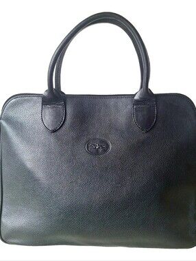 Vintage Longchamp Penelope Black Leather Messenger Bag Strap with Key Strap
